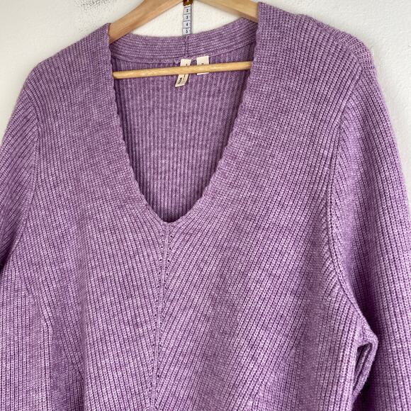 Moth Tie Front Knit Sweater Size XL Lilac Purple Tie Front Relaxed Anthopologie - Picture 4 of 11
